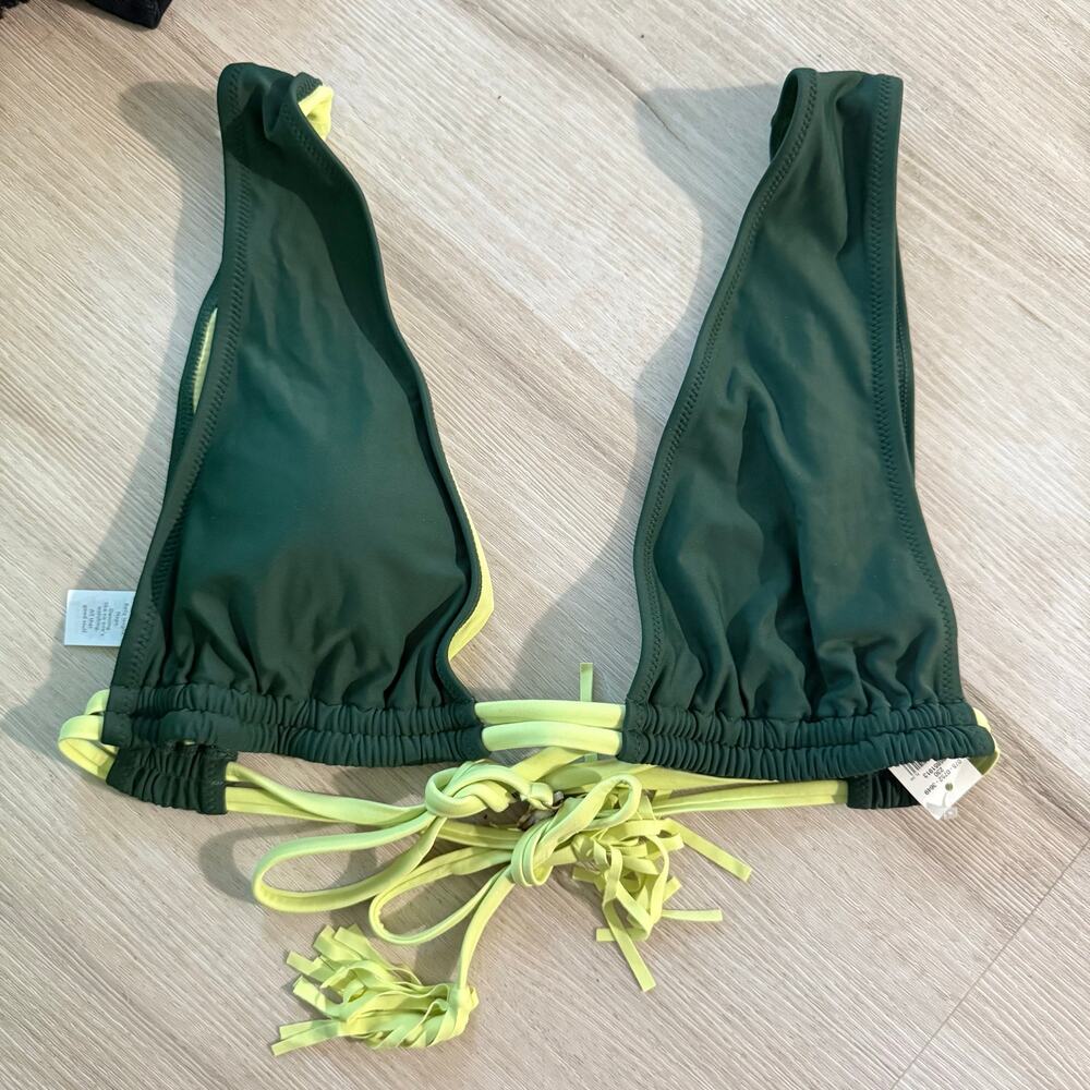 NWT Aerie Real Good Tassel Plunge Wrap Bikini Top Boho Swim Size Large